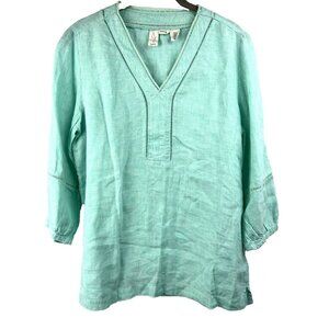 Joie Women's Top 100% Linen Tunic Size Small Blue 3/4 Sleeve Pullover Beachy